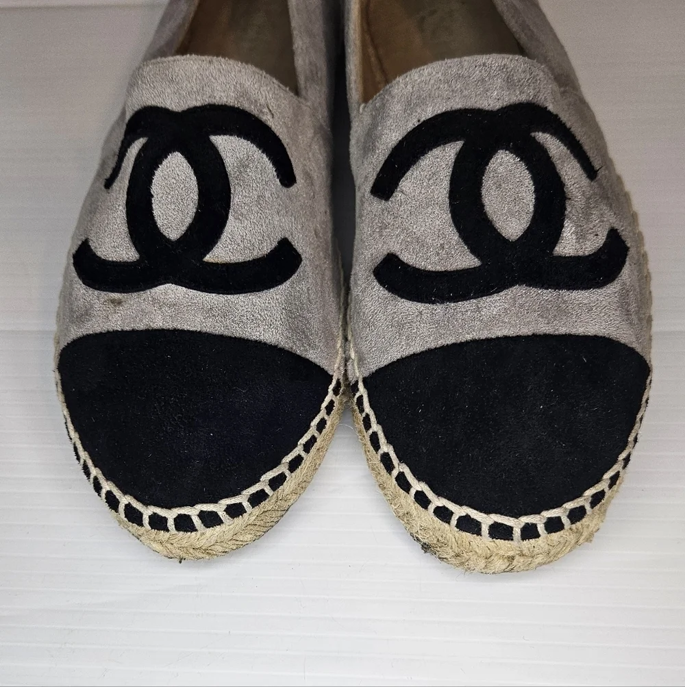 CHANEL Black and Gray Espadrilles Size  40